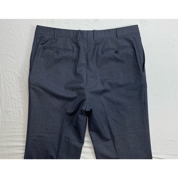 Canali Italy Flat Front 100% Wool Dress Pants, Slacks. Heather Gray/Blue, 38X31. - Picture 8 of 9